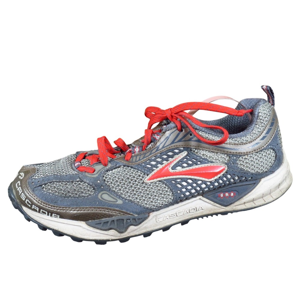 Brooks Cascadia 6 Women Athletic Trail Running Shoes Size 9 Grey‎ Red Synthetic